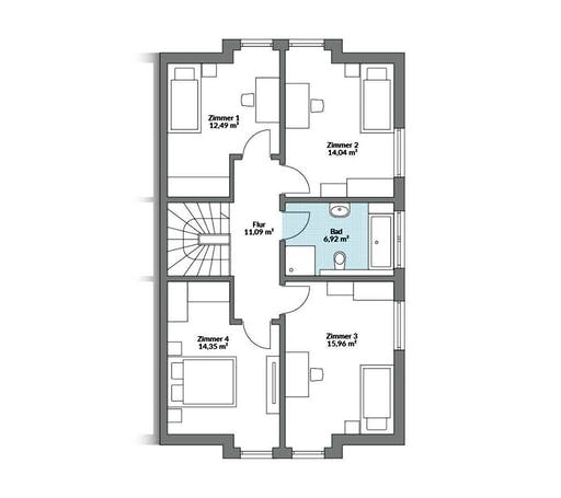 Fertighaus Partner 150 von Danwood Schlüsselfertig ab 274100€, Satteldach-Klassiker Grundriss 2