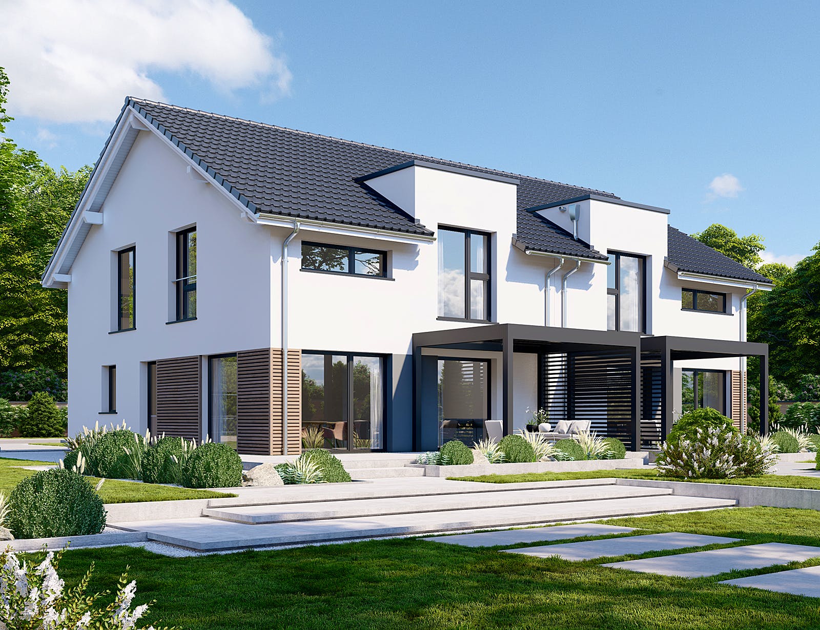 Fertighaus Partner 151 von Danwood Schlüsselfertig ab 283800€, Satteldach-Klassiker Außenansicht 2