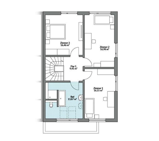 Fertighaus Partner 151 von Danwood Schlüsselfertig ab 276000€, Satteldach-Klassiker Grundriss 2