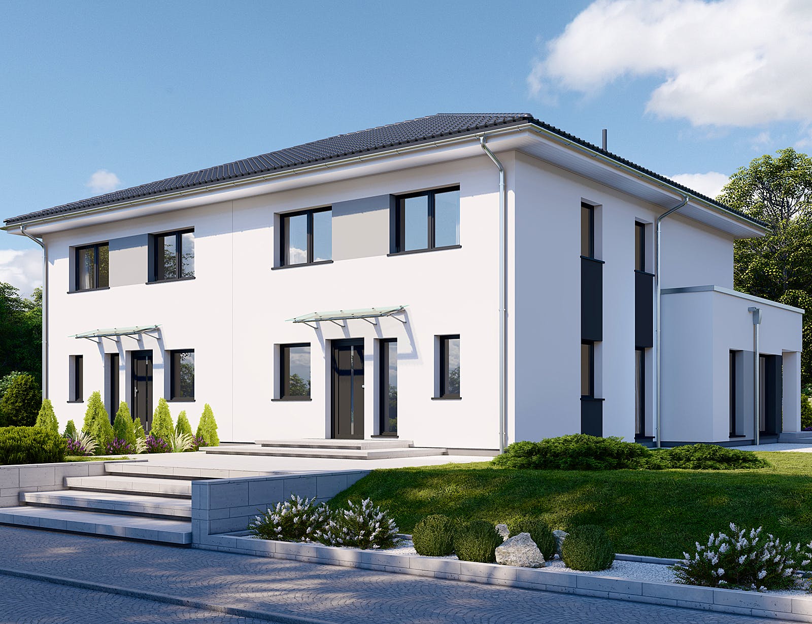 Fertighaus Partner 155W von Danwood Schlüsselfertig ab 290800€, Stadtvilla Außenansicht 2