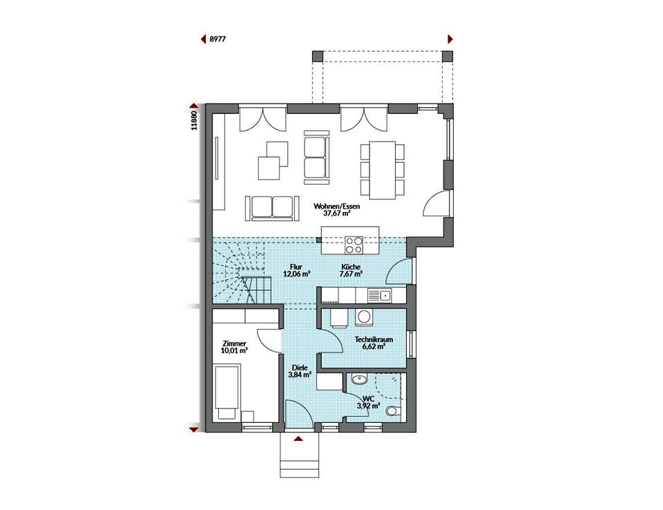 Fertighaus Partner 155W von Danwood Schlüsselfertig ab 290800€, Stadtvilla Grundriss 1