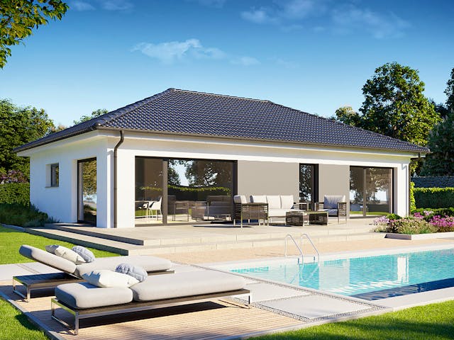 Fertighaus Perfect 101 von Danwood Schlüsselfertig ab 237500€, Bungalow Außenansicht 1