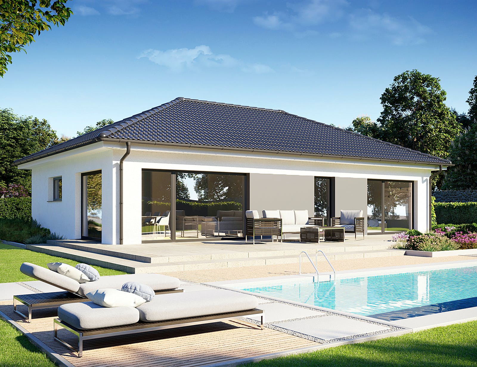 Fertighaus Perfect 101 von Danwood Schlüsselfertig ab 212500€, Bungalow Außenansicht 1