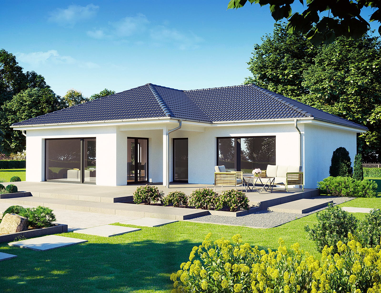 Fertighaus Perfect 112 von Danwood Schlüsselfertig ab 234000€, Bungalow Außenansicht 1