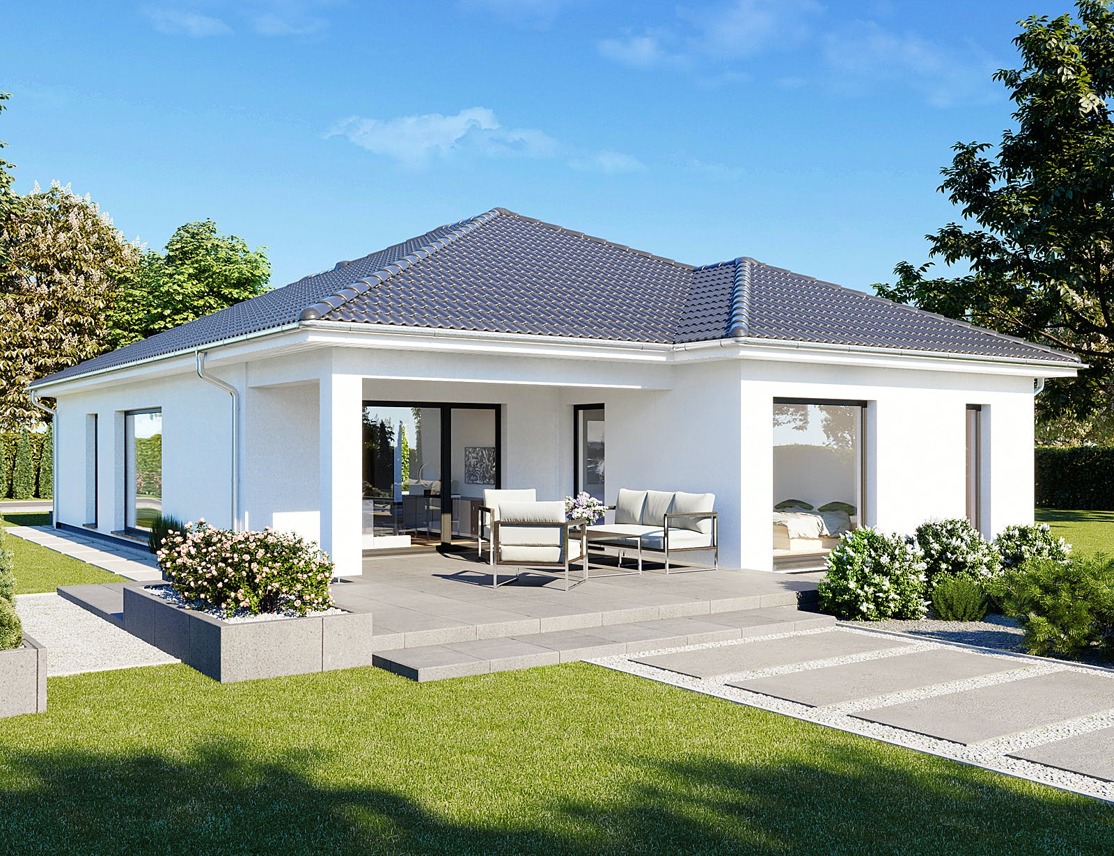 Fertighaus Perfect 120.1 von Danwood Schlüsselfertig ab 253900€, Bungalow Außenansicht 1