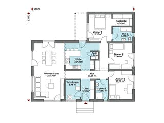 Fertighaus Perfect 132 von Danwood - Österreich Schlüsselfertig ab 332300€, Bungalow Grundriss 1