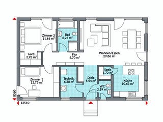 Fertighaus Perfect 95 von Danwood Schlüsselfertig ab 231500€, Bungalow Grundriss 1