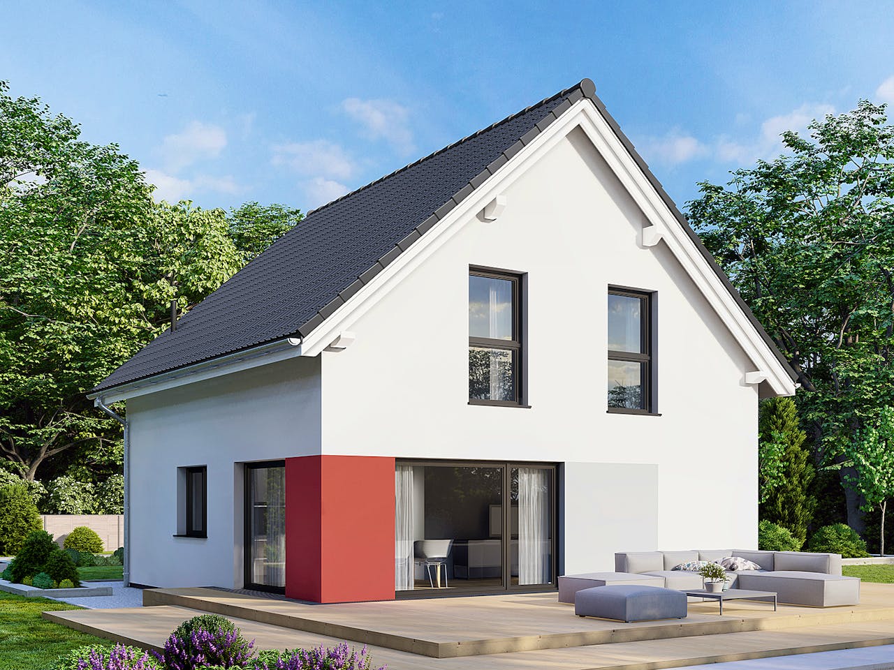 Fertighaus Point 110 von Danwood Schlüsselfertig ab 240900€, Satteldach-Klassiker Außenansicht 1