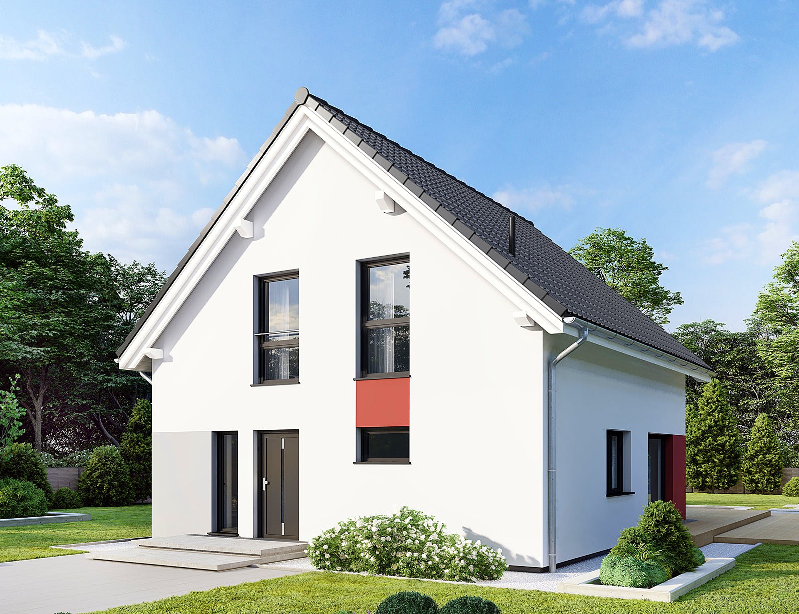 Fertighaus Point 110 von Danwood Schlüsselfertig ab 209300€, Satteldach-Klassiker Außenansicht 2