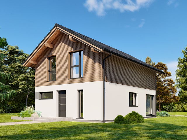 Fertighaus Point 116 von Danwood Schlüsselfertig ab 256900€, Satteldach-Klassiker Außenansicht 2
