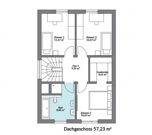 Fertighaus Point 116 von DAN-WOOD Schlüsselfertig ab 212900€, Satteldach-Klassiker Grundriss 2