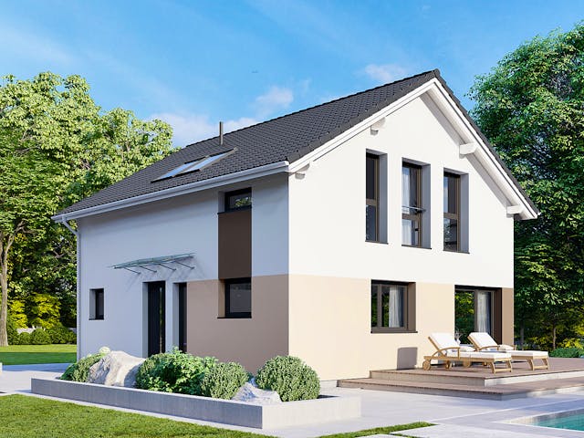 Fertighaus Point 121 von Danwood Schlüsselfertig ab 274300€, Satteldach-Klassiker Außenansicht 1