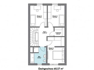 Fertighaus Point 124 von Danwood Schlüsselfertig ab 259400€, Satteldach-Klassiker Grundriss 2