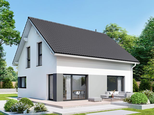 Fertighaus Point 126.1 von Danwood Schlüsselfertig ab 251100€, Satteldach-Klassiker Außenansicht 2