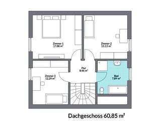 Fertighaus Point 126.1 von Danwood Schlüsselfertig ab 251100€, Satteldach-Klassiker Grundriss 2