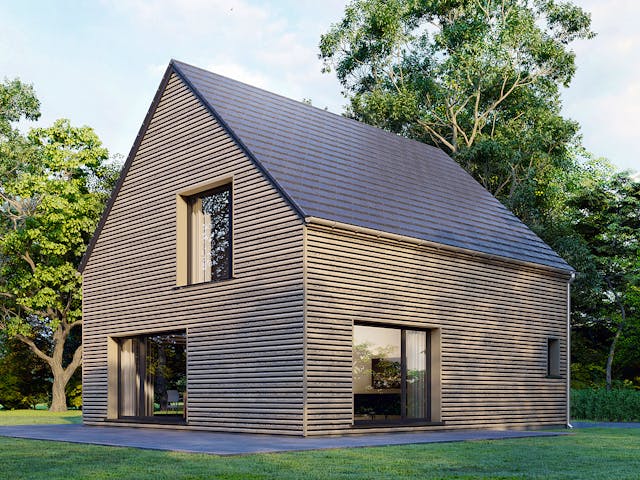 Fertighaus Point 128.1 von Danwood Schlüsselfertig ab 262200€, Satteldach-Klassiker Außenansicht 2