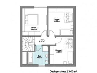 Fertighaus Point 128.1 von Danwood Schlüsselfertig ab 262200€, Satteldach-Klassiker Grundriss 2