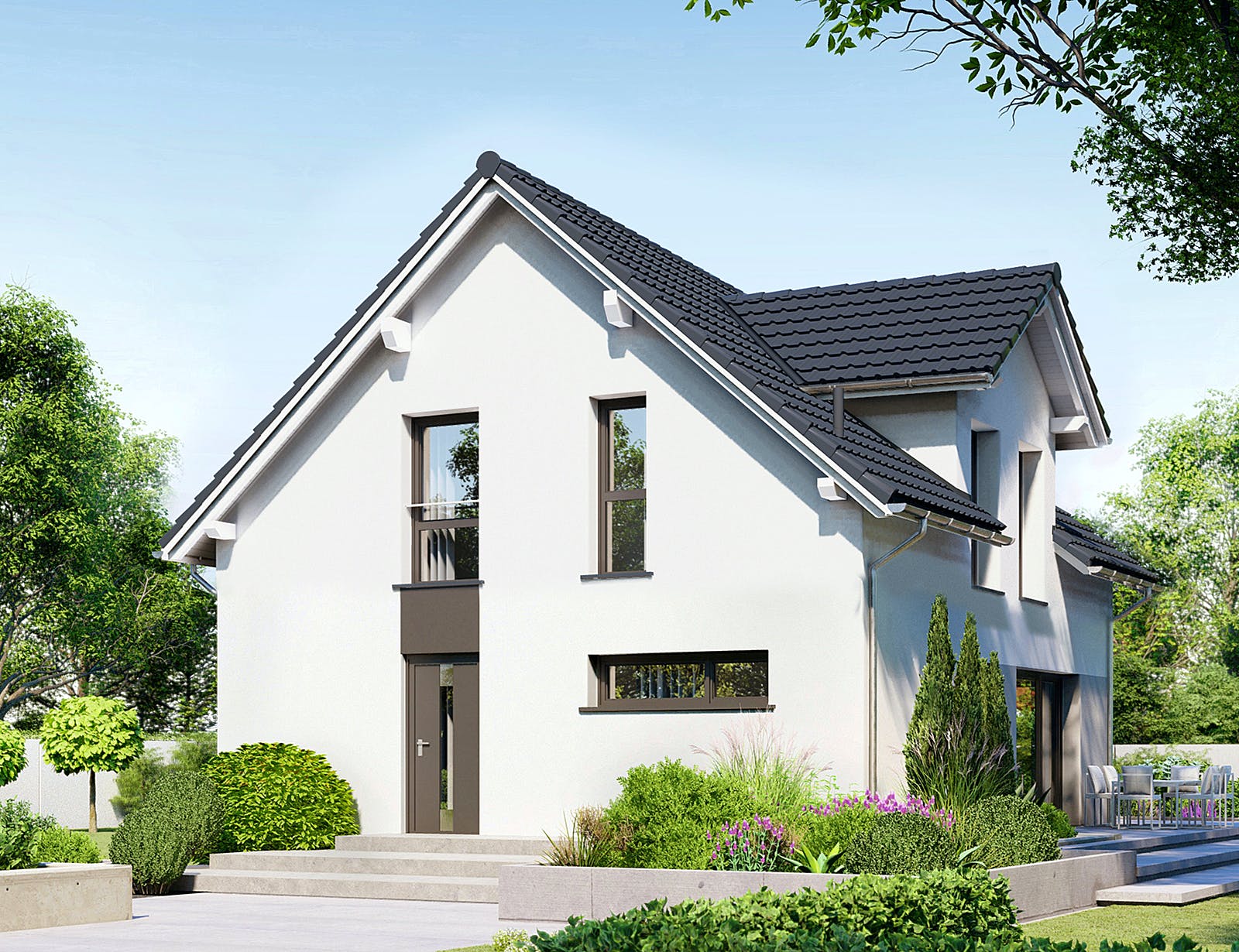 Fertighaus Point 128.2 von Danwood Schlüsselfertig ab 243000€, Satteldach-Klassiker Außenansicht 2