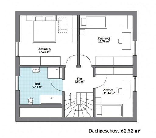Fertighaus Point 130 von DAN-WOOD Schlüsselfertig ab 216200€, Satteldach-Klassiker Grundriss 2