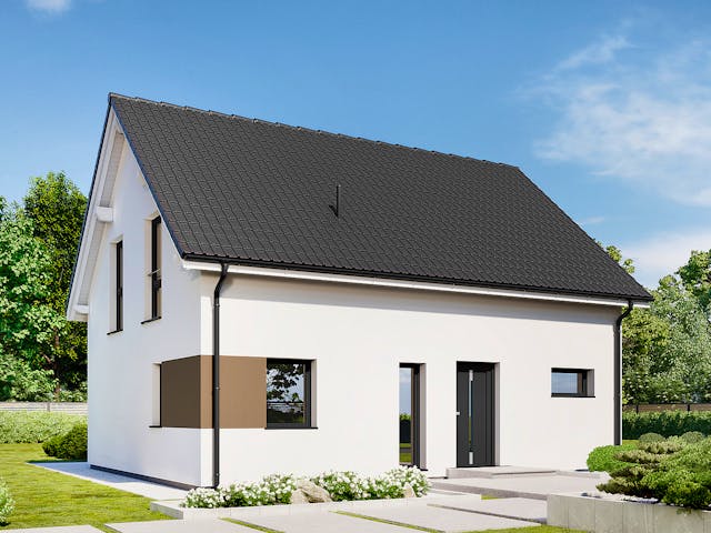 Fertighaus Point 133.1 von Danwood Schlüsselfertig ab 285300€, Satteldach-Klassiker Außenansicht 2