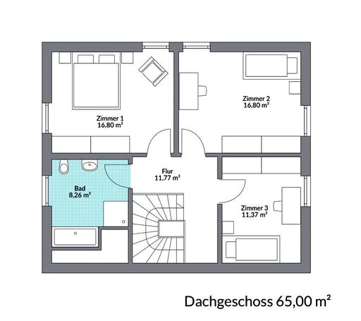 Fertighaus Point 133.1 von DAN-WOOD Schlüsselfertig ab 234700€, Satteldach-Klassiker Grundriss 2