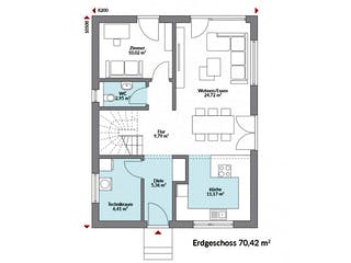 Fertighaus Point 138.1 von Danwood Schlüsselfertig ab 276600€, Satteldach-Klassiker Grundriss 1