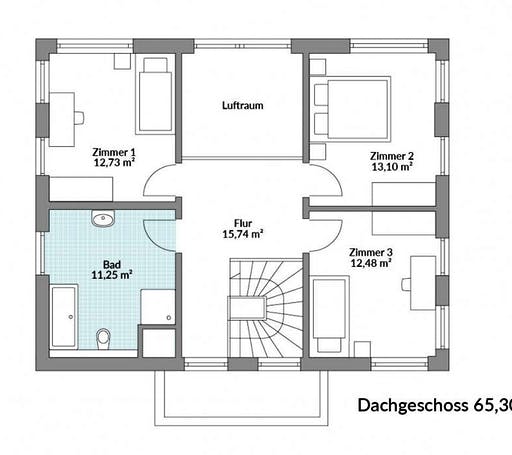 Fertighaus Point 140 von DAN-WOOD Schlüsselfertig ab 264900€, Satteldach-Klassiker Grundriss 2