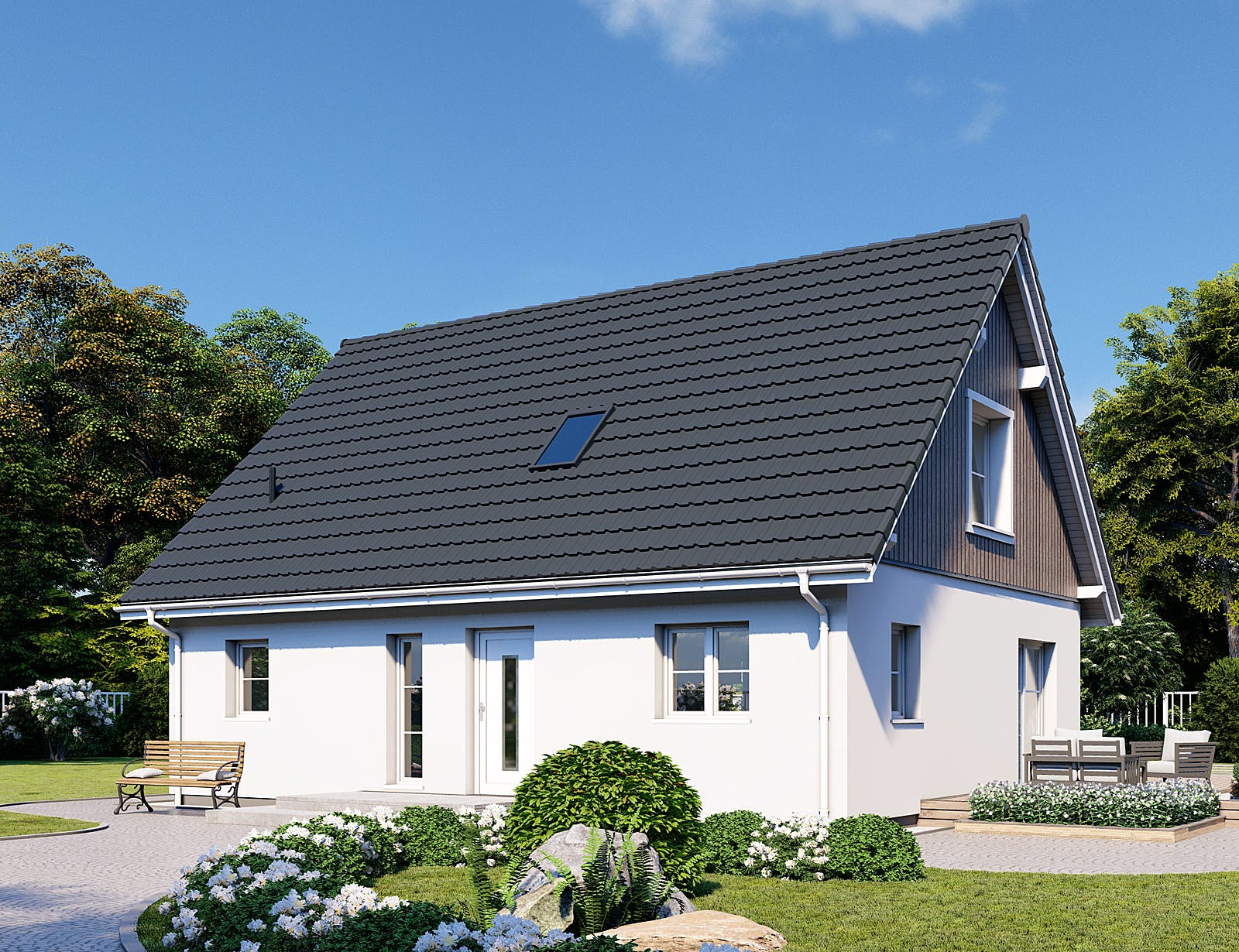 Fertighaus Point 142.1 von Danwood Schlüsselfertig ab 253000€, Satteldach-Klassiker Außenansicht 2