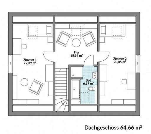 Fertighaus Point 142.1 von DAN-WOOD Schlüsselfertig ab 234900€, Satteldach-Klassiker Grundriss 2