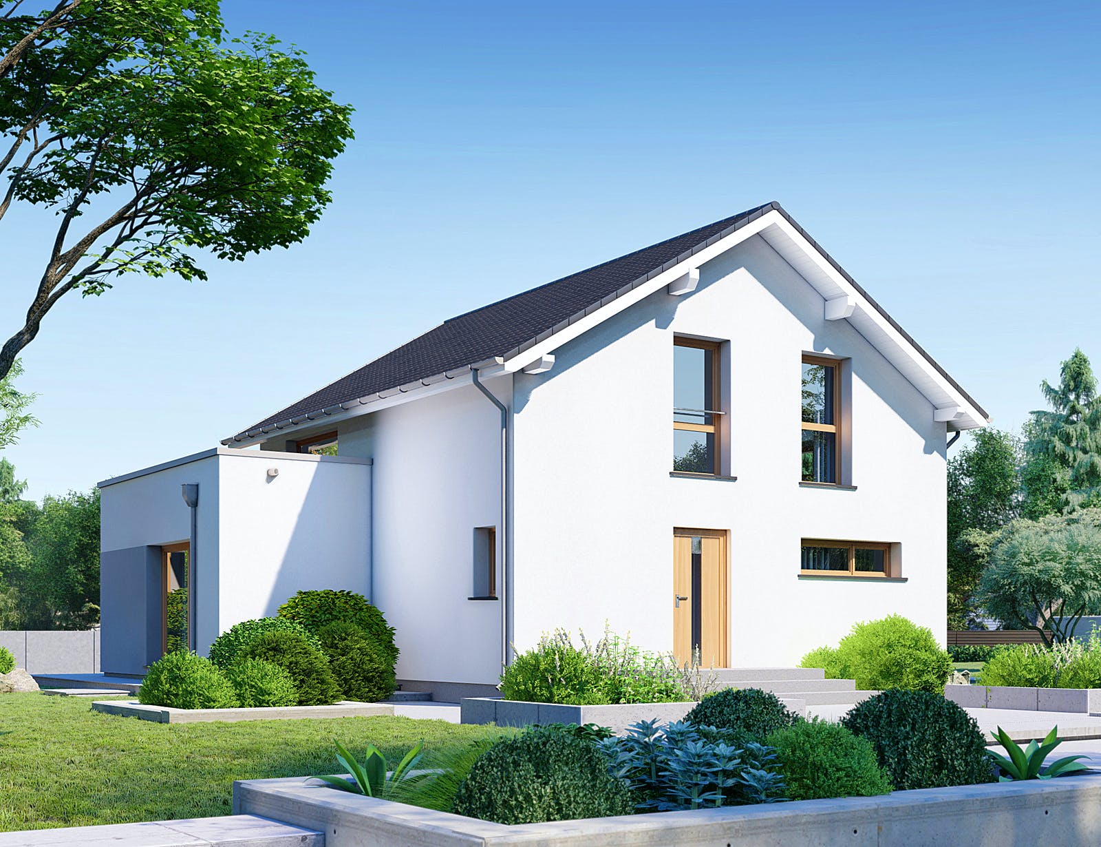 Fertighaus Point 144 von Danwood Schlüsselfertig ab 268900€, Satteldach-Klassiker Außenansicht 2
