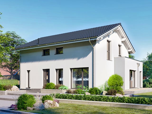 Fertighaus Point 161 von Danwood - Österreich Schlüsselfertig ab 349200€, Satteldach-Klassiker Außenansicht 1