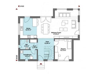 Fertighaus Point 161 von Danwood - Österreich Schlüsselfertig ab 349200€, Satteldach-Klassiker Grundriss 1