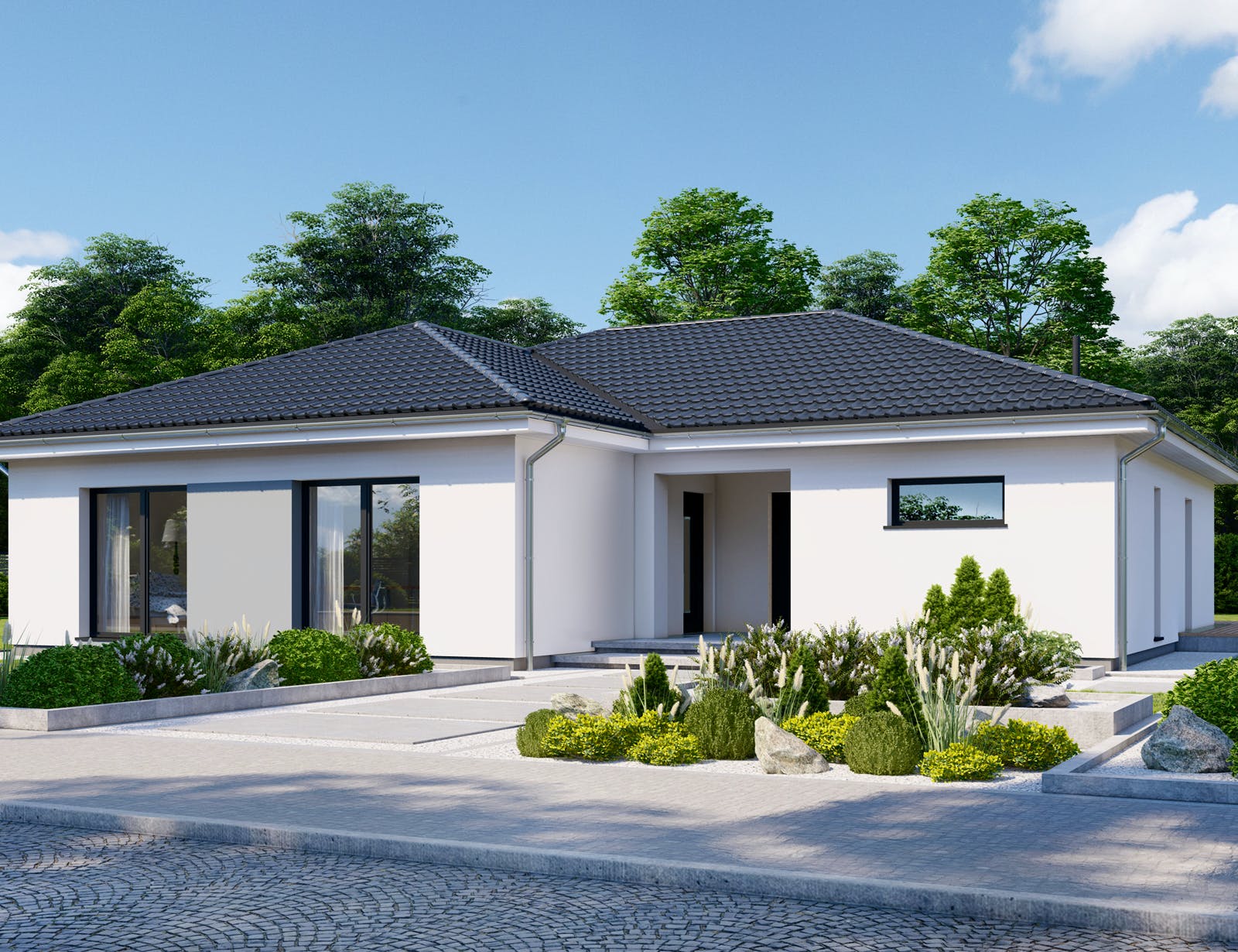 Fertighaus Privat 148 von Danwood Schlüsselfertig ab 312200€, Bungalow Außenansicht 2