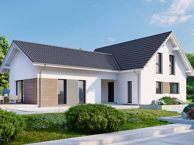 Fertighaus Privat 174 von Danwood Schlüsselfertig ab 411900€, Satteldach-Klassiker Außenansicht 2