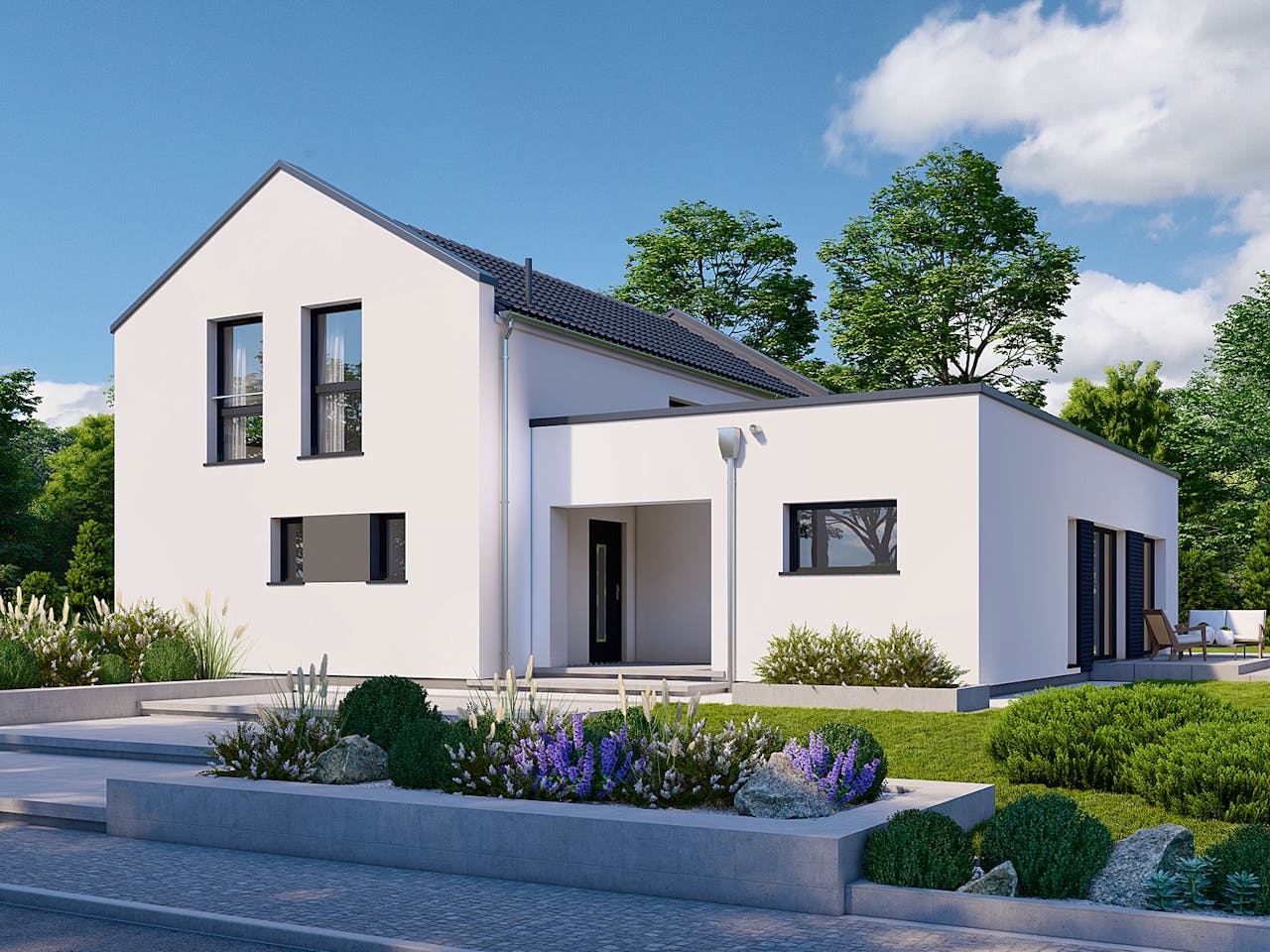 Fertighaus Privat 191 von Danwood Schlüsselfertig ab 433400€, Satteldach-Klassiker Außenansicht 1