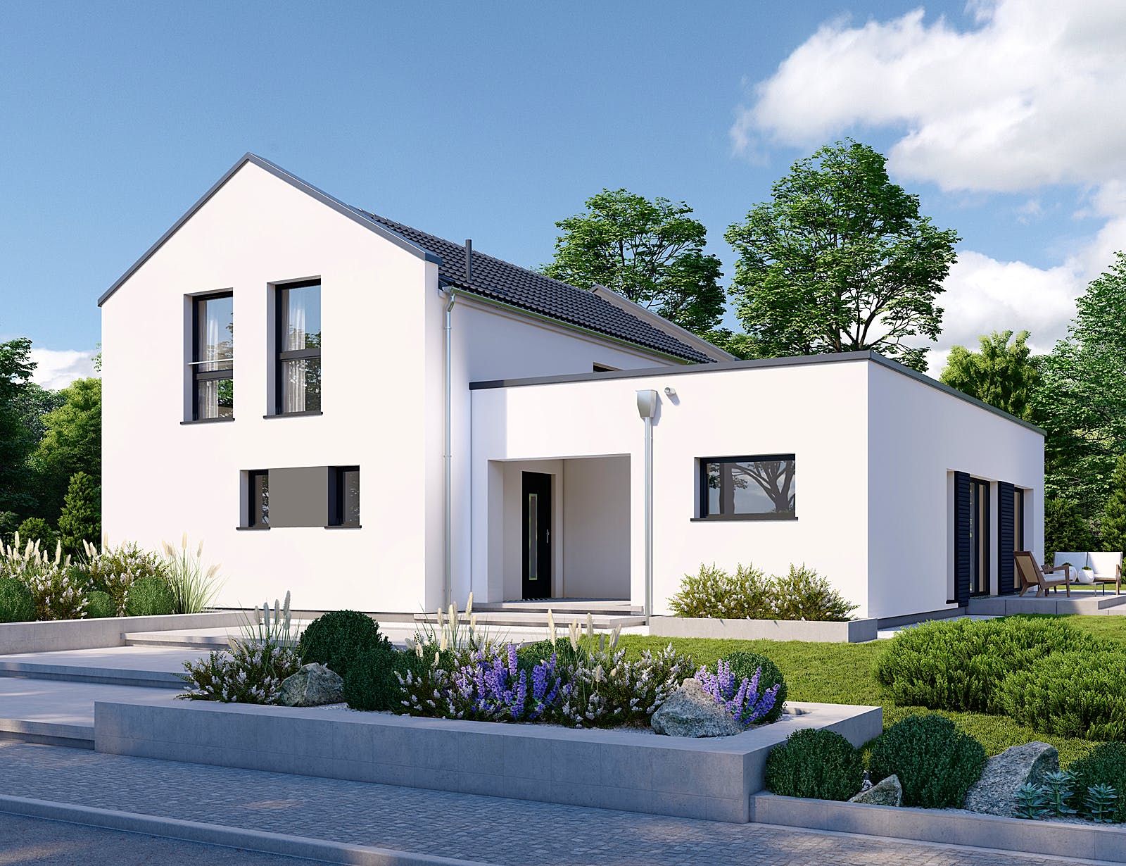 Fertighaus Privat 191 von Danwood Schlüsselfertig ab 390800€, Satteldach-Klassiker Außenansicht 1