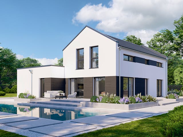 Fertighaus Privat 191 von Danwood Schlüsselfertig ab 433400€, Satteldach-Klassiker Außenansicht 2