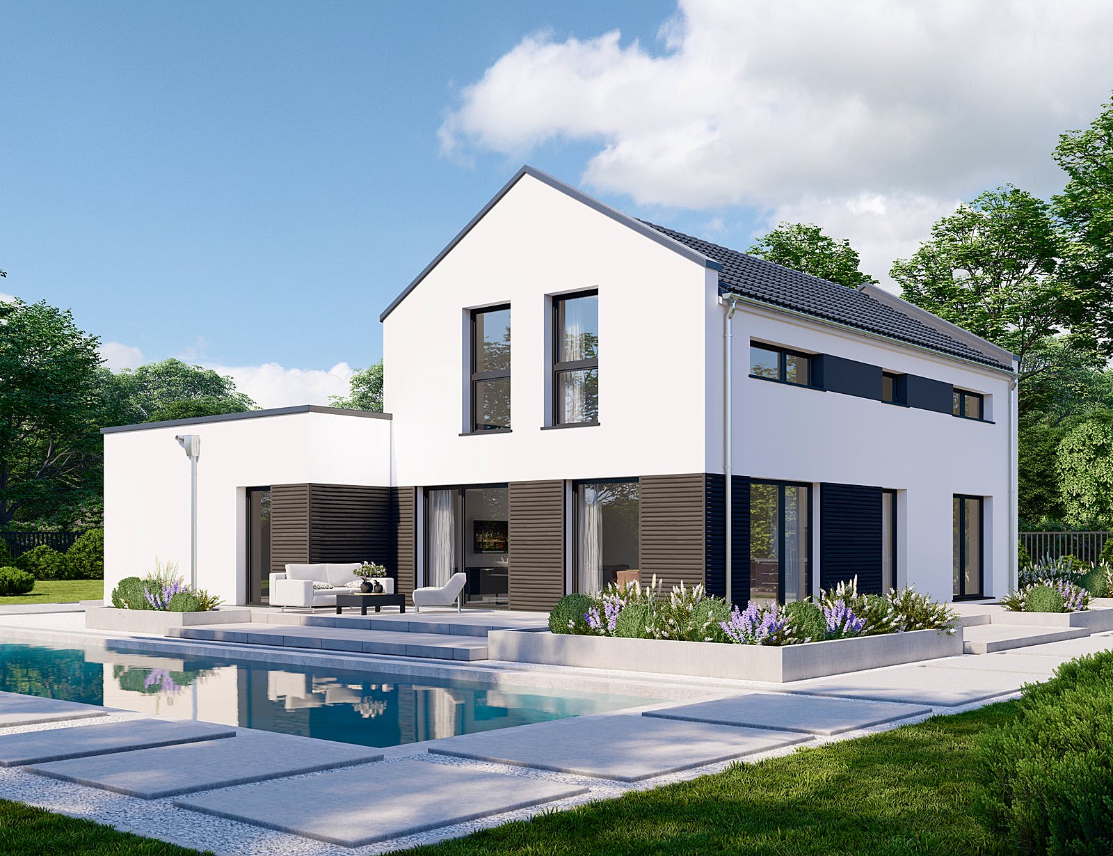 Fertighaus Privat 191 von Danwood Schlüsselfertig ab 390800€, Satteldach-Klassiker Außenansicht 2