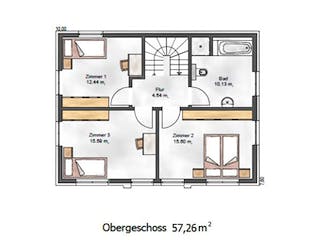 Fertighaus Das Noble F 123 (inaktive) von ekodom Schlüsselfertig ab 191097€, Cubushaus Grundriss 2