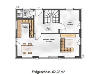 Fertighaus Das Noble W 123 (inaktive) von ekodom Schlüsselfertig ab 178390€, Stadtvilla Grundriss 1