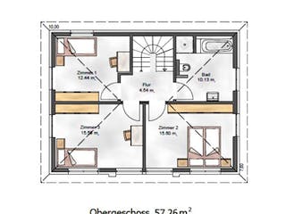 Fertighaus Das Noble W 123 (inaktive) von ekodom Schlüsselfertig ab 178390€, Stadtvilla Grundriss 2