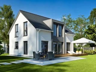 Fertighaus Das Vielseitige 123.1 (inaktive) von ekodom Schlüsselfertig ab 174457€, Satteldach-Klassiker Außenansicht 1