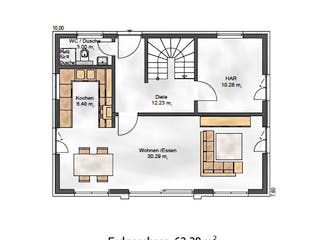 Fertighaus Das Vielseitige 123.1 (inaktive) von ekodom Schlüsselfertig ab 174457€, Satteldach-Klassiker Grundriss 1