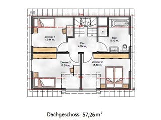 Fertighaus Das Vielseitige 123.1 (inaktive) von ekodom Schlüsselfertig ab 174457€, Satteldach-Klassiker Grundriss 2