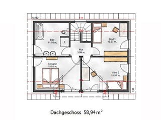 Fertighaus Das Vielseitige 125.1 (inaktive) von ekodom Schlüsselfertig ab 167299€, Satteldach-Klassiker Grundriss 2