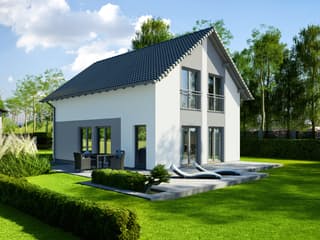 Fertighaus Das Vielseitige 125 (inaktive) von ekodom Schlüsselfertig ab 163500€, Satteldach-Klassiker Außenansicht 1