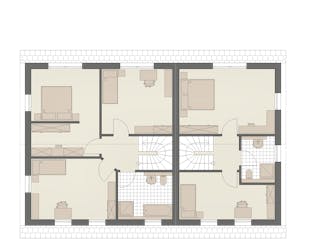 Massivhaus Haus Rostock (2 WE) von ROTH MASSIVHAUS Schlüsselfertig ab 599800€, Satteldach-Klassiker Grundriss 1