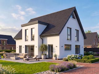 Massivhaus Friesengiebel 154 von AMR-Wohnbau Schlüsselfertig ab 338000€, Satteldach-Klassiker Außenansicht 3