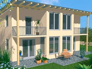 Massivhaus De Sol von Wagener Systemhausbau Schlüsselfertig ab 194000€, Pultdachhaus Außenansicht 1