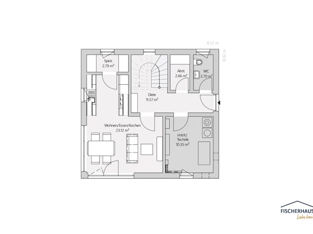 Fertighaus Klassisch 92 von FischerHaus, Satteldach-Klassiker Grundriss 1